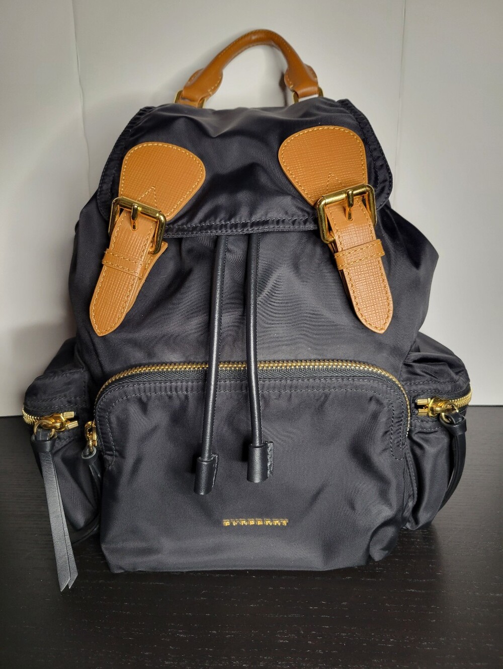 Burberry Medium Rucksack Black Nylon Leather Backpack 4016622